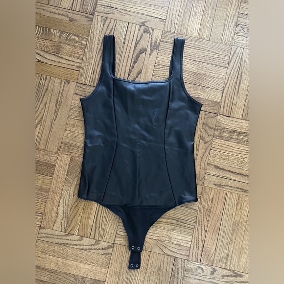 Abercrombie & Fitch Tops - Abercrombie & Fitch Women's Faux Leather Black Bodysuit - medium - NWOT